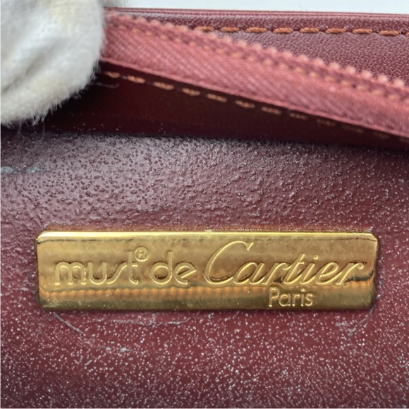CARTIER Bag clutch les must de Cartier Dark Red Leather Authentic 10.2x7.9x2.4in - Picture 10 of 15